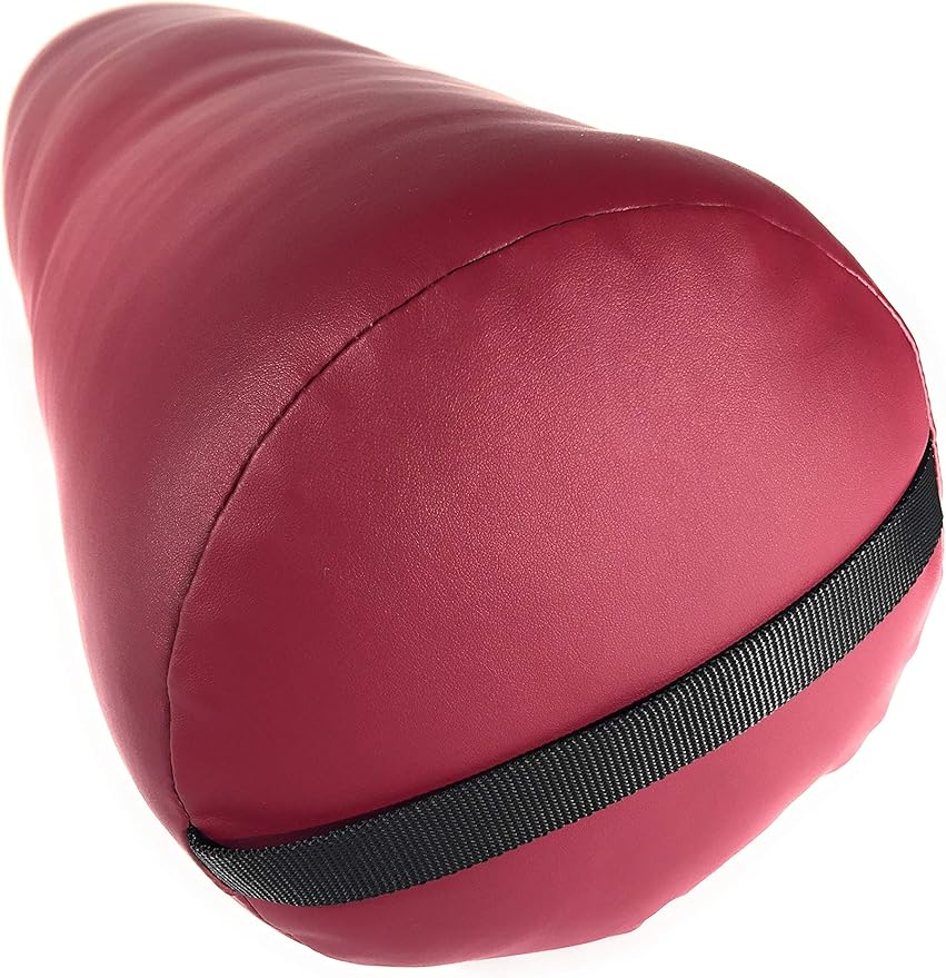 Fluffy Massage Bolster Pillow by NRG - 8"W x 26"L Full Round Massage/Spa Table Bolster with Carrying Strap - Supports Neck, Knees or Ankles - PVC Free Vinyl Upholstery - CFC Free Foam - Color Burgundy