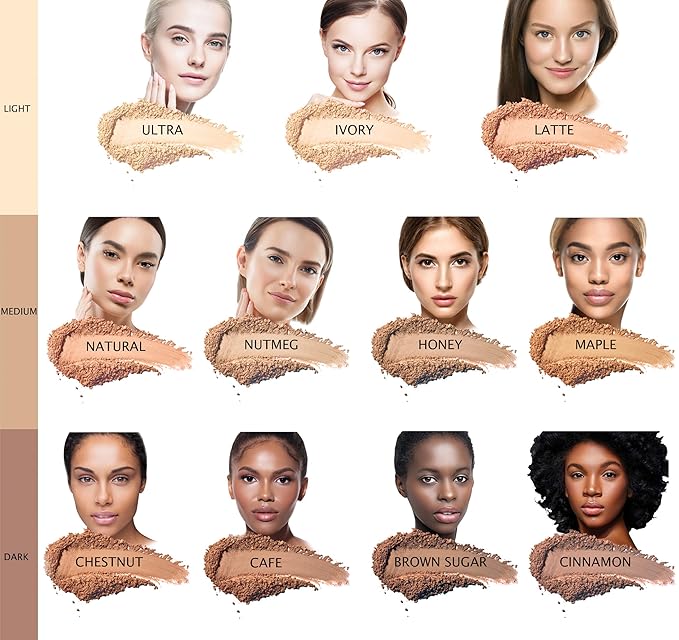 BellaTerra Cosmetics Mineral Powder Foundation – Brown Sugar | Warm Medium-Deep Shade | Buildable Matte Finish for Smooth Complexion and Natural Radiance 9g