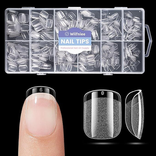 Extra Short Nail Tips Square: 504PCS Pre-shaped Gel Nails Tips Short Square Nail Tips, 12 Sizes Clear Full Cover False Fake Press on Nails for Nail Extensions DIY Home Salon for Women