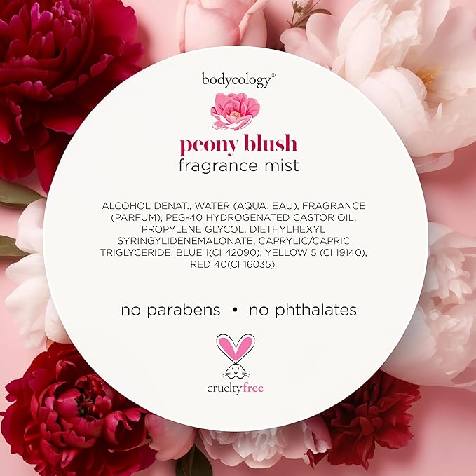 Bodycology Long-Lasting Fragrance Body Mist, Peony Blush, 8 fl oz