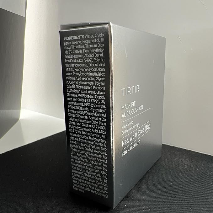 TIRTIR Mask Fit Aura Silver Cushion Foundation | Semi-glow Finish, Natural Coverage, Moisturizing, Lightweight, Korean cushion foundation (#33N Macchiato, Full Size, 0.63 Fl Oz)