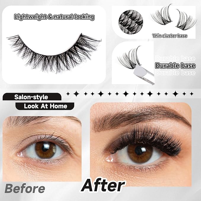 Lash Clusters 168pcs Manga Lash Extension 10-18mm Cluster Eyelash Extensions Natural Band Lash D-Curl Individual Lashes -M37+M38（Fairy+Natural）