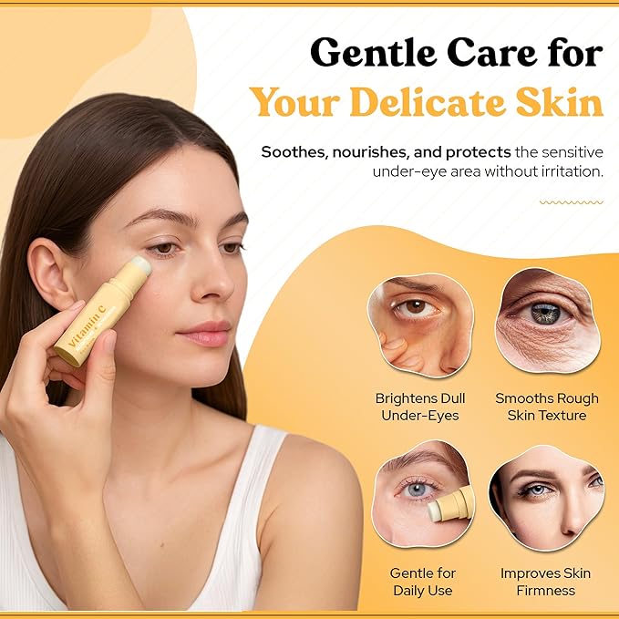 BellaBLISS Vitamin C Eye Balm Stick – Lightweight Under Eye Cream for Puffiness, Dark Circles & Wrinkles – Made in Korea – 0.35 oz / 10 g – Pack of 2