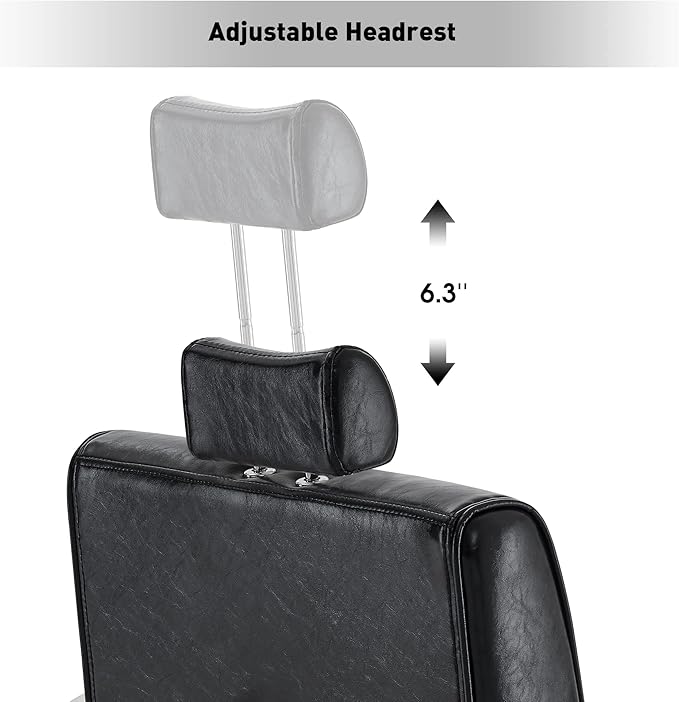 BarberPub Barber Chair for Barbershop,Reclining Salon Chair for Hair Stylist 9180 (Black)