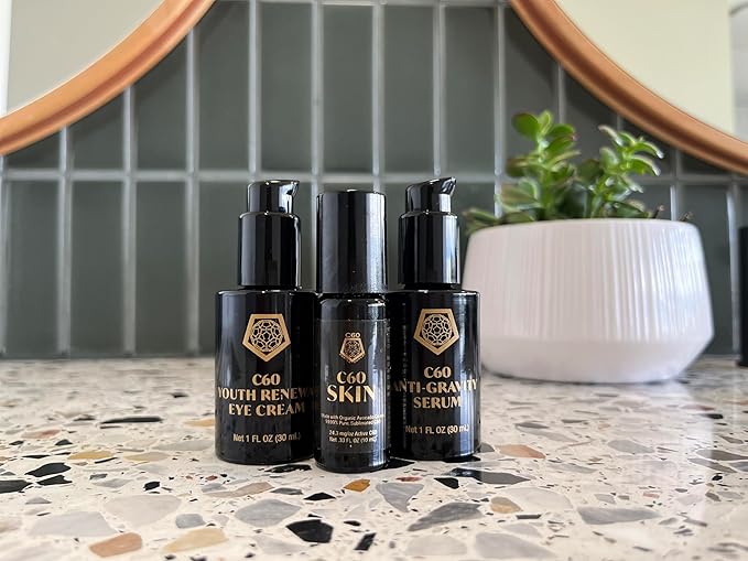 C60 Skincare - Age-Defying Antioxidant Protection - Reduce Wrinkles, Heal Skin, Non-Greasy - Face, Body, Bug Bites, Scarring - Organic Avocado Oil, 99.99% Pure (Regular, C60 Anti-Gravity Serum)
