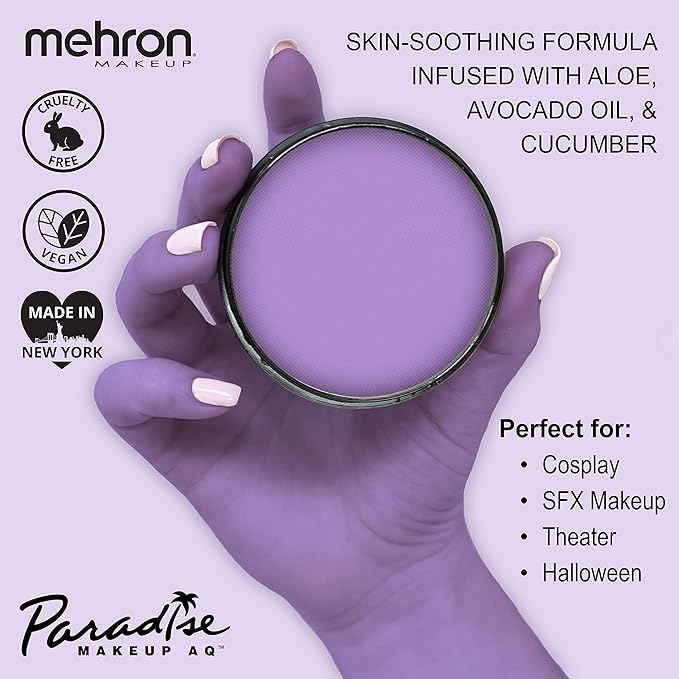 Mehron Makeup Paradise Makeup AQ Pro Size | Stage & Screen Performance, Face & Body Painting, Beauty, Cosplay, and Halloween | Water Activated Face Paint, Body Paint 1.4 oz (40 g) - Purple