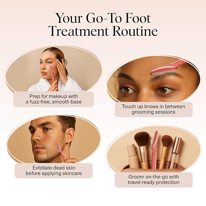 Kitsch Dermaplane Razor for Women Face - Face Razors for Women and Men - Eyebrow Trimmer, Shaver, Recycled Plastic Dermaplaning and Skin Care Tool - Coral, 6 pcs