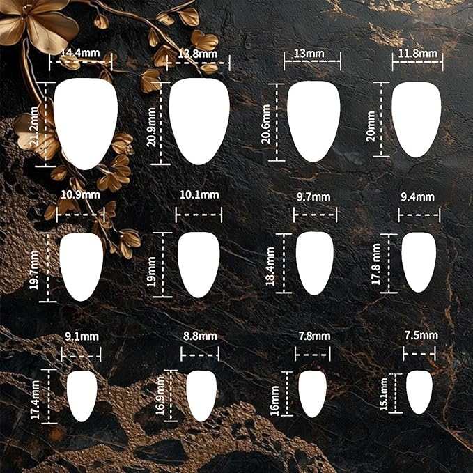 3D Gold Curve Line Press on Nails 24Pcs Irregular Lines Gel Glue on Fingernails Acrylic Full Cover Fake Nails Glossy French Tips Stick on Nail Vine Medium Almond False Nail for Holiday Manicure Art