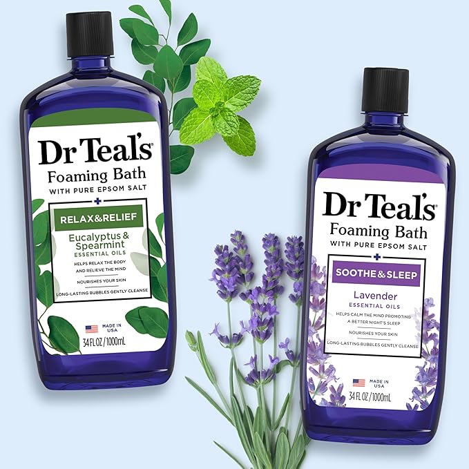 Dr Teal's Foaming Bath with Pure Epsom Salt, Lavender & Eucalyptus, 34 fl oz (Pack of 2)
