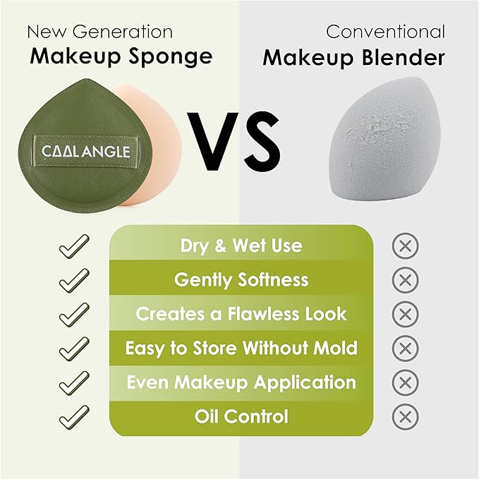 4Pack Makeup Sponge For Foundation Concealer And Powder, Latex Free Blender Sponge For Natural And Easy Makeup Soft Long-lasting, Pack for 2X-Large Yellow and 2 Medium Green