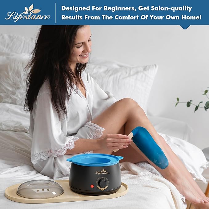 Lifestance Complete Home Waxing Kit, L1 Hard Wax Warmer for Hair Removal, Brazilian Bikini Wax Kit for Women Men, 59 Items, No-Mess Silicone Liner, Wax Heater, Hot Wax Pot for Body Leg Face Eyebrow