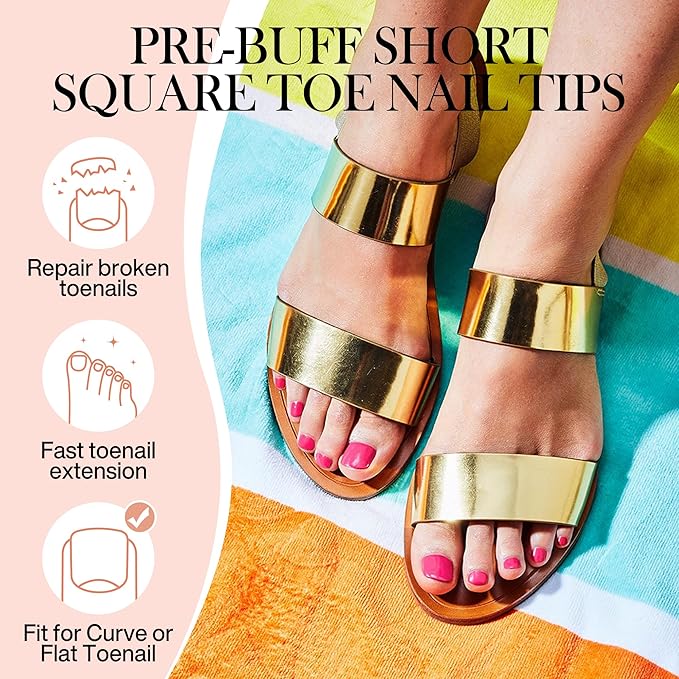 Short Toe Nail Tips Square Full Matte False Toenails Press On Nails 360pcs Smoothly Curved Toe Nail Tips for Efficient Extension Toe Acrylic Nails, 12 Sizes Artificial Toenails, Luckyfairy