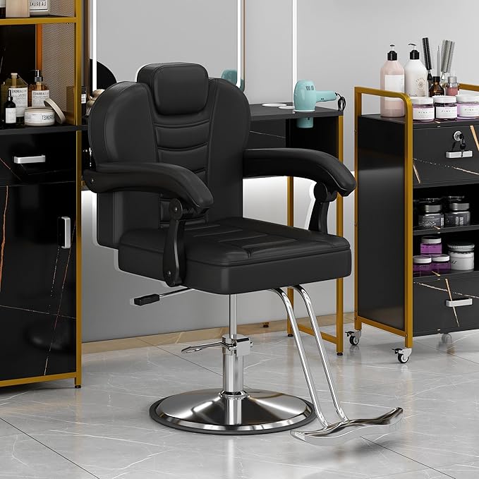 Merax Hydraulic Recliner Barber Chair for Hair Salon with 20% Extra Wider Seat & Heavy Duty Hydraulic Pump, Upgraded Salon Beauty Equipment