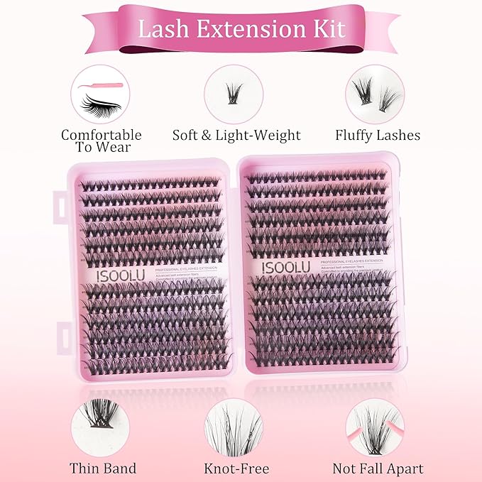 Fairy Lash Clusters Manga Individual Lashes C Curl Wispy Eyelash Clusters WideSpan Eyelash Extension Kit with Lash Bond and Seal Wet-Look Spiky Cluster Lashes (40D 9-16mm D 0.07)