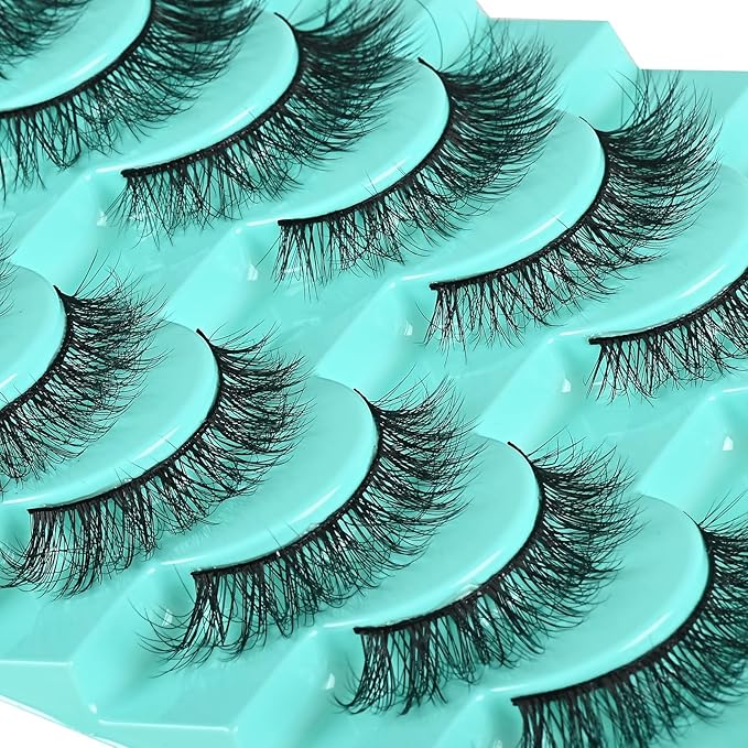 Natural Lashes Wispy Eyelashes Fluffy Mink Lashes Naturl Look Small Strip Eyelash 10 Pairs Short Lashes Pack Lightweight Cat Eye Lash Strips Set Soft Fake Eyelash (Flare Lash | 8-14mm)
