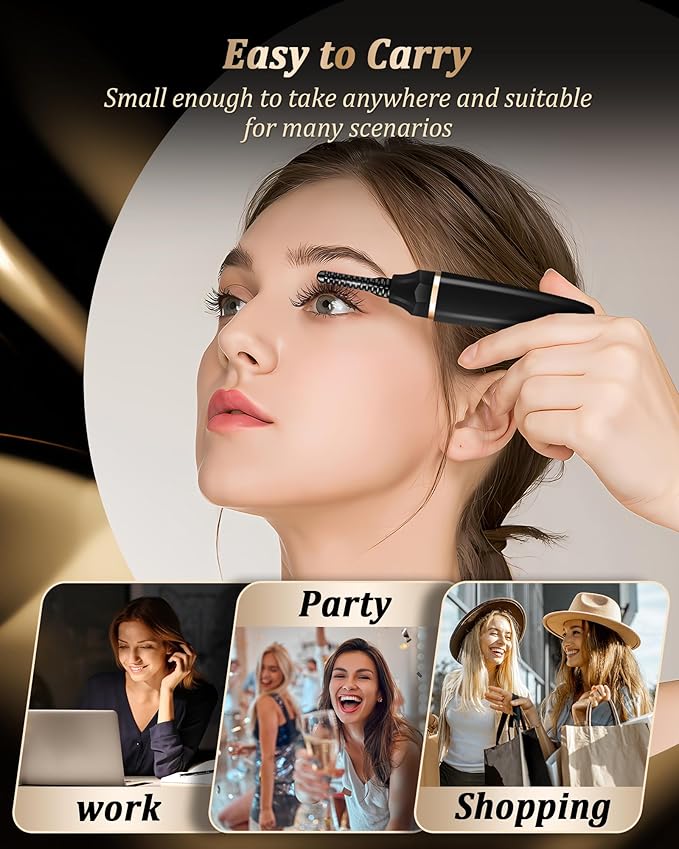 Heated Eyelash Curlers - Eye Lash Curler Heat with Eyelash Comb - Electric Eyelash Curler - Rizador De Pestañasey LED Display 3 Temp Settings USB Charge Natural Curling 24H for Women Makeup Tool Gifts