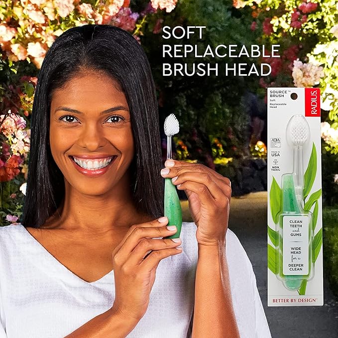 RADIUS Toothbrush Source Floss Brush BPA Free & ADA Accepted Improve Gum Health & Reduce Gum Issues - Medium - Money - Pack of 1