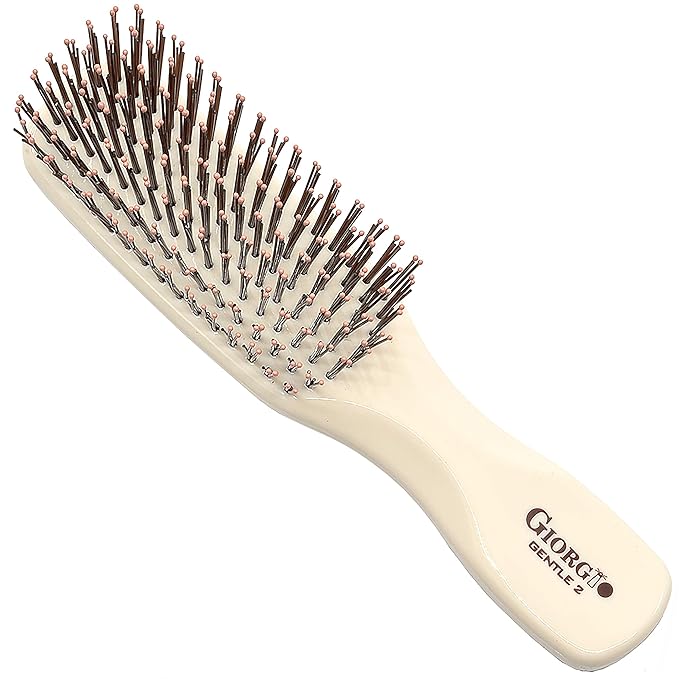 Giorgio GIO2IVY Ivory 6.25 inch Gentle Touch Detangler Hair Brush for Men Women and Kids. Soft Bristles for Sensitive Scalp. Wet and Dry for all Hair Types. Scalp Massager Brush Stimulate Hair Growth