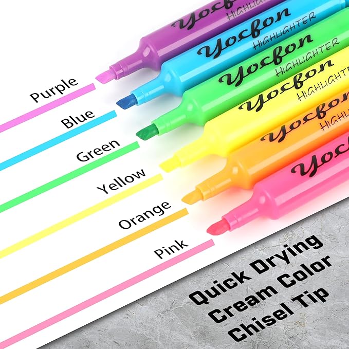 Highlighters 90 Pack, Chisel Tip, Tank Style Highlighters Assorted Fluorescent Colors, 6 Bright Colors Highlighter Markers for Coloring, Highlighting as School Supplies