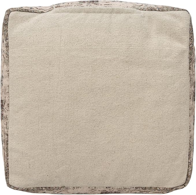 LR Home Grace Vintage Floral Sage Green Square Indoor Medium Pouf Ottoman | Power-Loomed Polyester Pouf Footrest for Bedroom & Living Room Decor | 18 x 18 x 18 Stuffed Ottoman for Seating