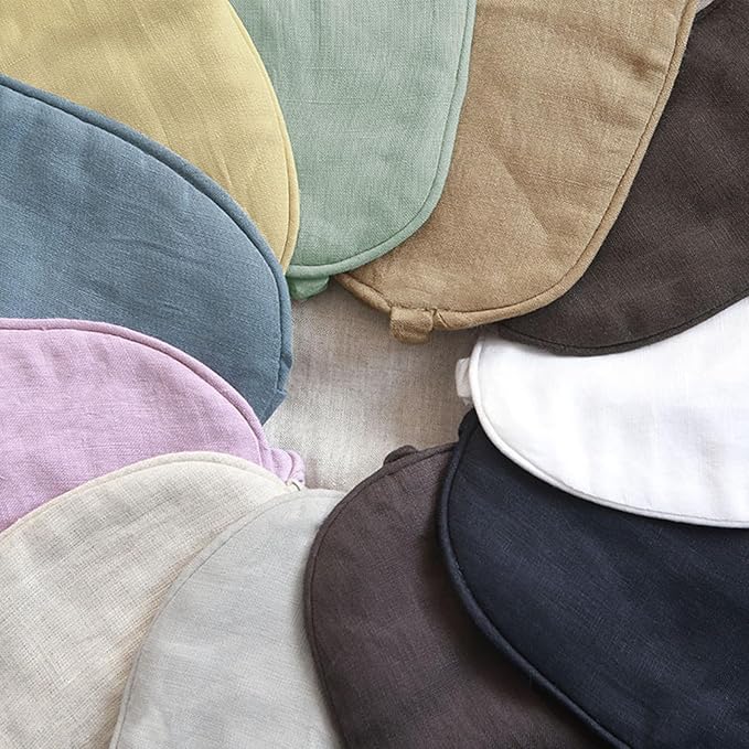 100% Pure Linen Sleep Mask Blackout Eye Mask for Sleeping, Eye Cover with Adjustable Strap - Organic Cotton Core Linen Eyes Mask Breathable for Travel - Gift for Women Men (Bleached Color)