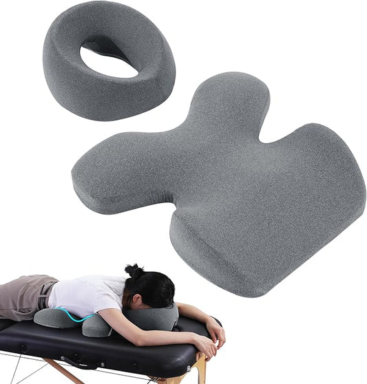 MABOZOO Face Down Massage Pillow, Face Down Pillow for Sleeping with Non-Slip Bottom, Home Head Cushion and Chest Cushion for SPA, Sleep (Gray)