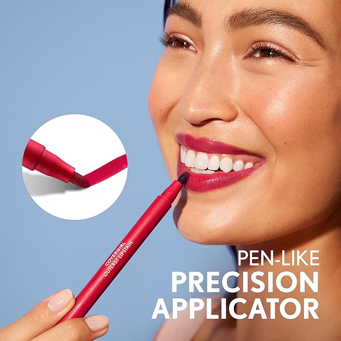 COVERGIRL Outlast, 15 Epic, Lipstain, Smooth Application, Precise Pen-Like Tip, Transfer-Proof, Satin Stained Finish, Vegan Formula, 0.06oz