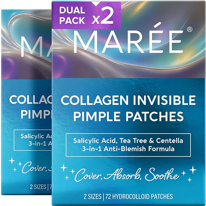 MAREE Invisible Pimple Patches 2 PACK - Clear Pimple Patches for Face - Hydrocolloid Acne Patches Anti Blemish - Zit Stickers for Face - Parches Para Acne - Pinple Zit Pimple Stickers - 144 Dots