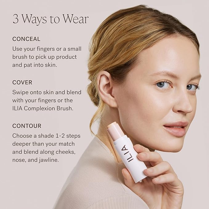 ILIA - Skin Rewind Complexion Stick - Foundation + Concealer + Skincare | Non-Toxic, Vegan, Cruelty-Free, Clean Makeup (15C - Larch, 0.35 oz | 10 g)