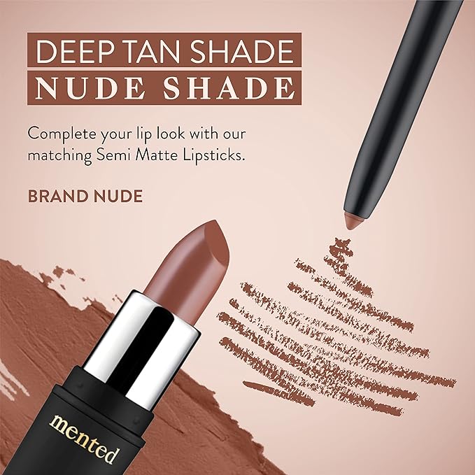 Mented Cosmetics Lip Liner for Women, Dark Brown Lipliner Lip Pencil, Waterproof Lipliner, Vegan + Cruelty Free Makeup, Nude