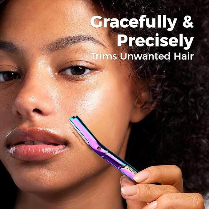 ZOMCHI Dermaplane Razor for Women Face, Premium Facial Razor & Eyebrow Razor, Dermaplaning Tool with Metal Handle, Removes Peach Fuzz, Exfoliates Skin, 11 Blades (Rainbow)