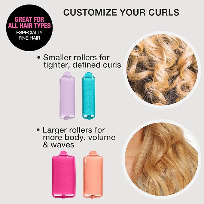 Conair Foam Hair Rollers - 48 Count, Assorted Colors - Heatless Curls, Overnight Curls, Foam Rollers with Storage Case