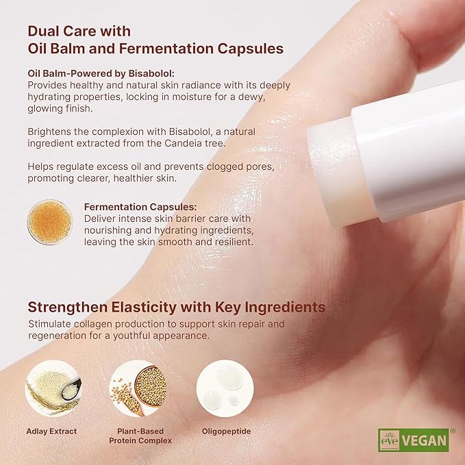 Korean Skincare Multi Balm – Hue Calm Kintsugi Double Essential Balm | Vegan Anti-Aging, Brightening & Hydrating Stick with Shea Butter & Peptides