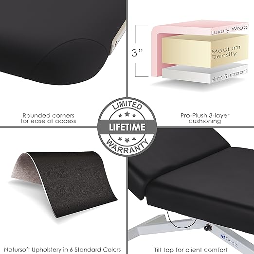 EarthLite Ellora Electric Lift Massage Table with Manual Tilt, Made in USA, 32" x 73, Black