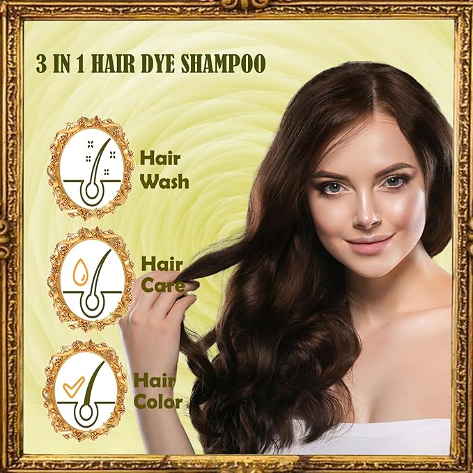 Coffee Hair Dye 3 in 1 - Instant Hair Color Shampoo for Refreshing, Herbal Hair Dye for Women & Men, Easy to Use & Long Lasting 16.90 oz