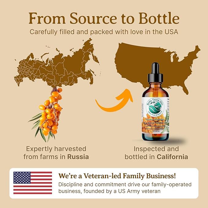 Bella Terra Oils Pure Sea Buckthorn Oil – 1 gallon, Unique Nutrient Blend, Nourishing, Non-Greasy, Radiant Glow for Skin, Softness for Hair