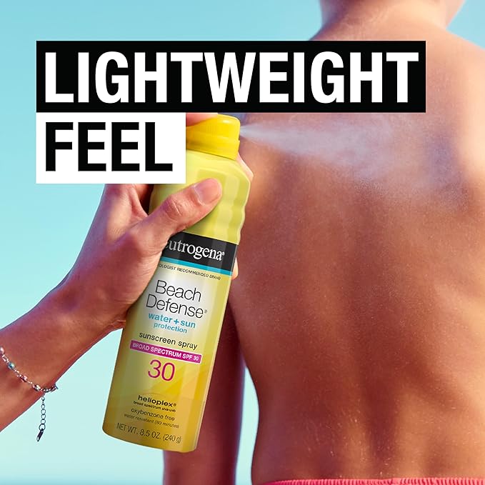 Neutrogena Beach Defense Sunscreen Spray SPF 30 Water-Resistant Sunscreen Body Spray with Broad Spectrum SPF 30, PABA-Free, Oxybenzone-Free & Fast-Drying, Superior Sun Protection, 8.5 oz