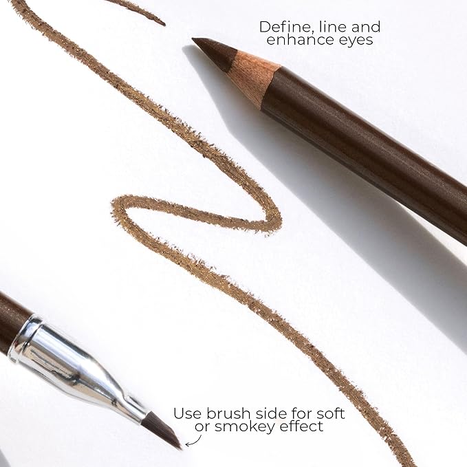 FITGLOW Beauty Vegan Eyeliner Pencil | Long-Lasting Eye Liner with Blending Brush | Smudge-Proof Eyeliner | Sensitive Eye Makeup | Natural, Clean & Cruelty-Free Eye Pencil | Bronze, 1.1g