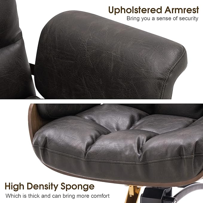 BarberPub Salon Chair Hydraulic Barber Chair Curved Wood Frame Hair Cutting Beauty Spa Salon Styling Equipment 3071 (Brown)