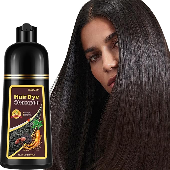 Black Tea Hair Dye, Hair Dye Shampoo 3 in 1 for Men Women, Instant Shampoo Color for Gray Hair Coverage, Root Touch Up Easy To Use Semi -Permanent Hair Dye 16.9 Fl Oz (Black tea)