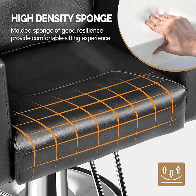 OmySalon Salon Chair for Hair Stylist, Reclining Barber Chair Hairdressing Styling Chair with Adjustable headrest, Beauty Shampoo Barbershop Furniture