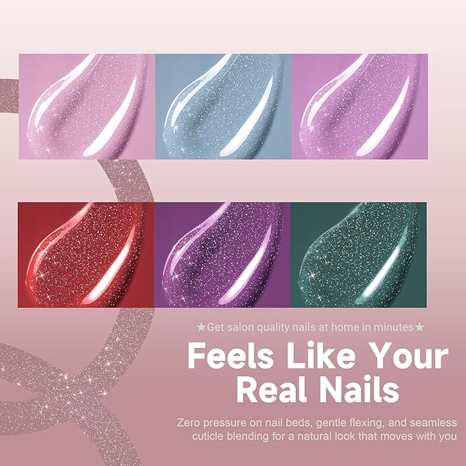 KQueenest Press On Nails Short - Light Brown Press On Nails Almond Shape, Glitter Cat Eye Fake Nails with Nail Glue, Reusable Cute Gel Glue On Nails with Color-Shifting Glow, Fall Caramel, 30 Pcs