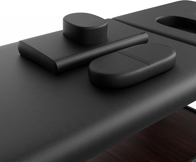 Adjustable Backrest Heavy-Duty Wide Massage Table, Treatment Physical Therapy Table, Wide Luxury Professional Stationary Spa Facial Bed, PU Leather Salon Bed, Black, 31.5'' W × 75'' L