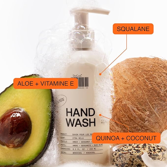 DedCool Xtra Milk Hand Wash | Gentle Hydrating Cleanser | Squalane, Aloe & Marshmallow Root | Non-Toxic, Vegan, Carbon-Neutral | Soft Moisturizing Formula | 2 fl oz