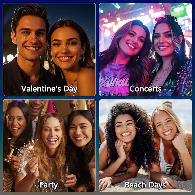 24PCS Glod Glitter Freckle, Gold Freckles Temporary Face Tattoo, Gold Freckle Tattoo, Body Face Glitter for Women Girls, Waterproof Long-Lasting Party, Festival, Concert Makeup Accessories