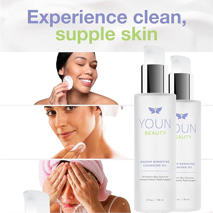 YOUN Beauty Makeup Removing Cleansing Oil by Holisitic Plastic Surgeon Dr. Anthony Youn | Hydrating Cleanser with Grape Seed, Sunflower & Rose Hip Oils | For All Skin Types, 120 ml
