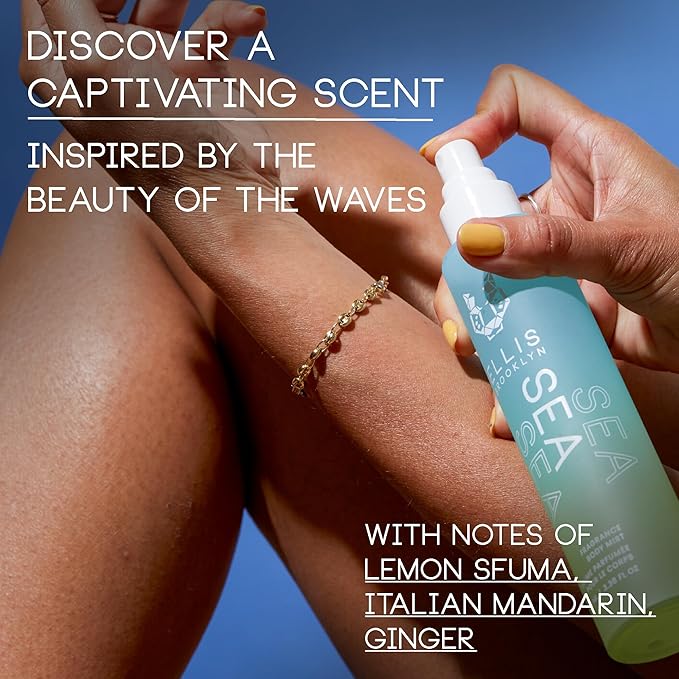 Ellis Brooklyn Body Mist - Sea - Hair Perfume & Body Spray - Jasmine, Mandarin & Sandalwood Fragrance, Long Lasting Perfume - Clean, Vegan, Paraben-Free, Cruelty-Free (3.38 fl oz)