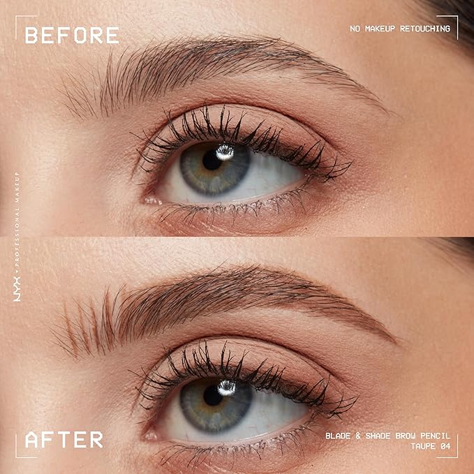 NYX PROFESSIONAL MAKEUP Blade & Shade Brow Pencil, Nano Mechanical Eyebrow Pencil, Up to 16HR Make Up Wear - Taupe