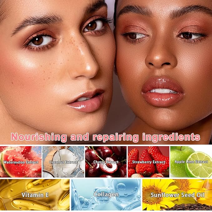 5 PCS Bee Lip Balm Honey Pot, Watermelon & Apple & Strawberry & Honey & Coconut Lip Mask Overnight Propolis Moisturizing Lip Balm Hydrating Prevention Dry and Crack (Set E)