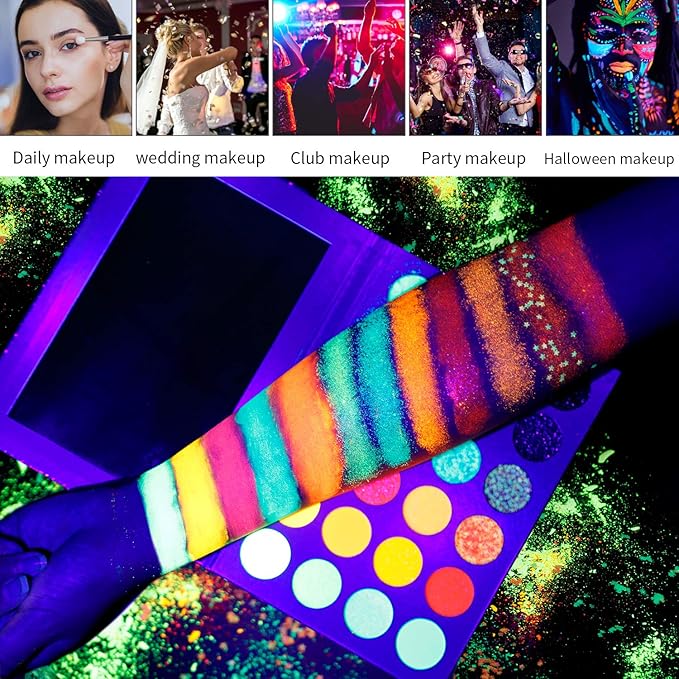DE'LANCI Neon Eyeshadow Palette Glow in the Dark,